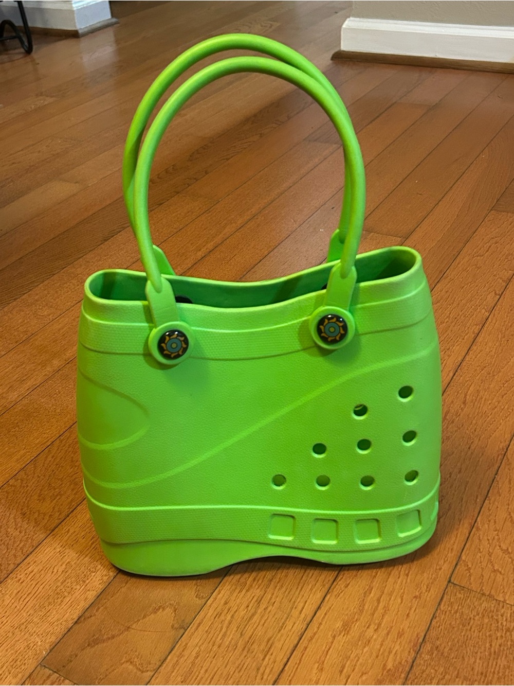Optari Lime Green EVA Rubber Tote Bag Purse Handbag Shoe Clog Style Retro Beach